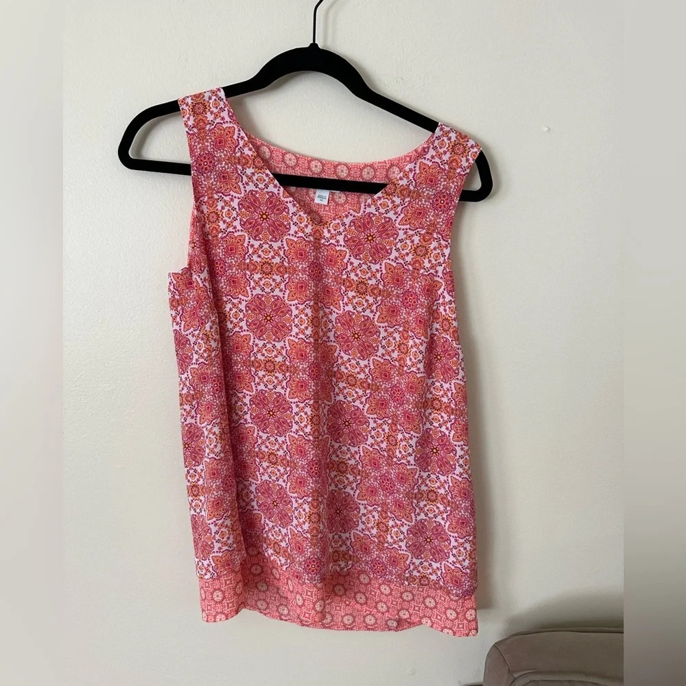 J.Jill Sleeveless Patterned V Neck Blouse Size XS